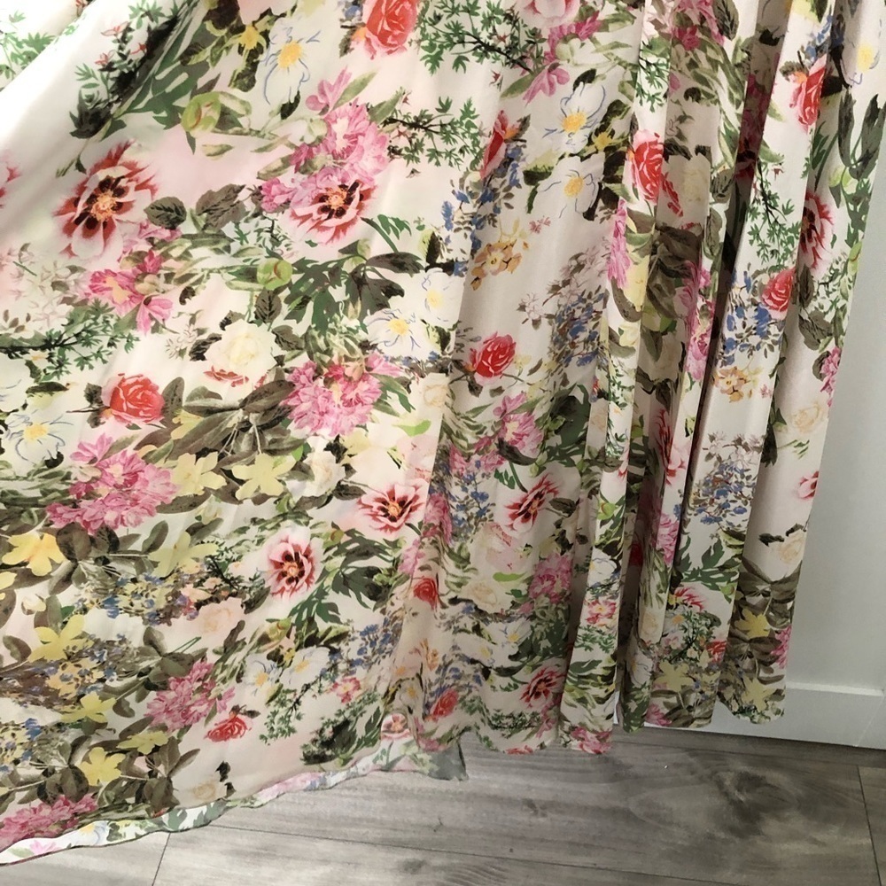 Mac Duggal Floral Print Faux Wrap Maxi Gown Dress 2 - Picture 9 of 14